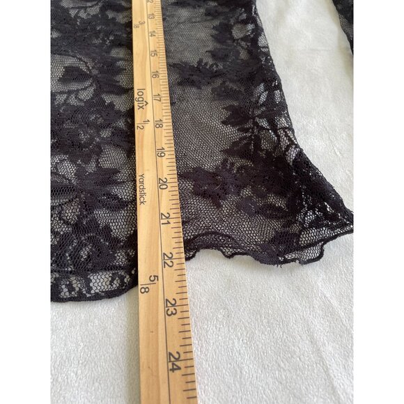 Sheer Black Floral Lace Long Sleeve Whimsigoth Top Size Large Whimsygoth - Picture 4 of 10
